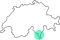Map of Switzerland with Lugano marked